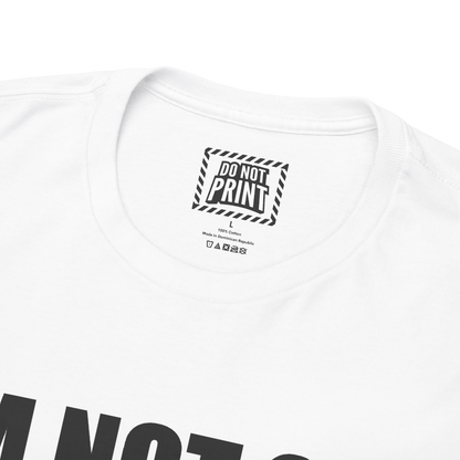Close-up of the collar and neck label on the white "I'M NOT GAY But 20$ is 20$" t-shirt