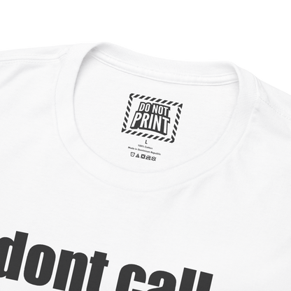 Close-up of the collar and neck label on the white "dont call me pookie im gangsta" t-shirt